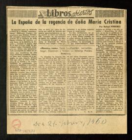 Libros abiertos. La España de la regencia de doña María Cristina