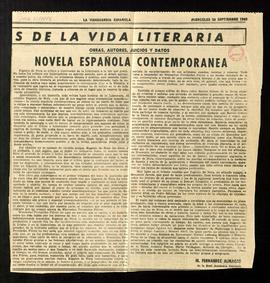 Obras, autores, juicios y datos. Novela española contemporánea