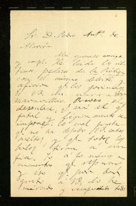 Carta de Marcelino Menéndez Pelayo a Pedro Antonio de Alarcón en la que le confirma que no tiene ...