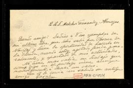 Carta del conde de Casal a Melchor Fernández Almagro con la que le envía un ejemplar dedicado de ...