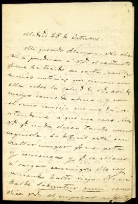 Carta de Juan Valera a Pedro Antonio de Alarcón en la que le informa sobre el discurso de contest...