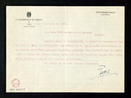 Carta de Pepe González Jiménez, administrador de Correos de Loja, a Melchor Fernández Almagro con...