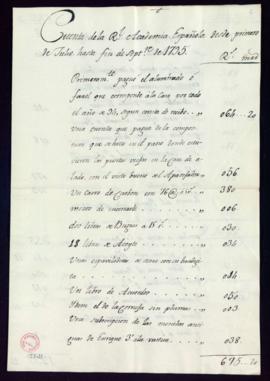 Cuenta de la Academia desde primero de julio a fin de septiembre de 1795