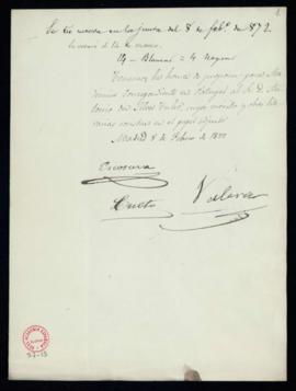 Propuesta firmada por Jerónimo de la Escosura, Leopoldo García de Cueto y Juan Valera de Antonio ...