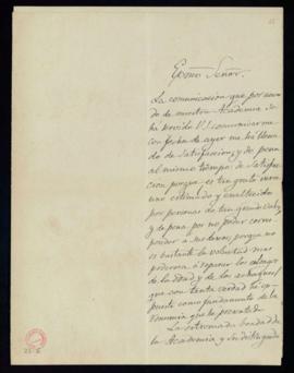 Carta de Juan de la Pezuela al secretario, Manuel Tamayo y Baus, de agradecimiento a la Academia ...