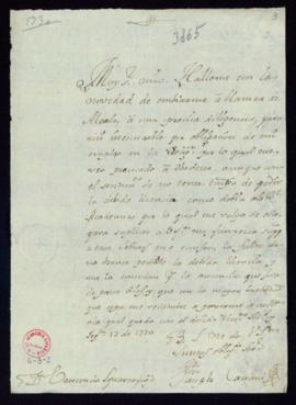 Carta de José Casani a Vincencio Squarzafigo en la que se excusa de asistir a la junta por un via...