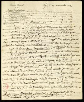 Carta de Marc Antoine Jullian de Paris, director de la Revue Enciclopédique, a Francisco Antonio ...