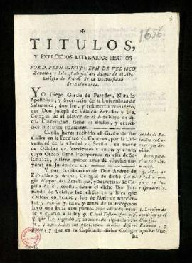 Títulos y ejercicios literarios hechos por don Fernando José de Velasco Ceballos e Isla