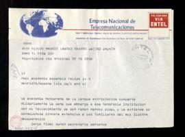 Telegrama de Jorge Fidel Durón, secretario de la Academia Hondureña de la Lengua, a la Real Acade...