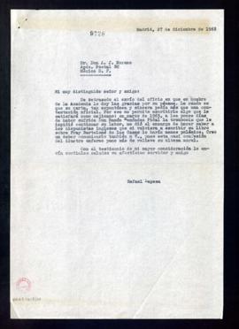 Copia sin firma de la carta de Rafael Lapesa a A. J. Moreno, México D. F., en la que le confiesa ...