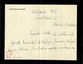 Carta de Jorge Guillén a Melchor Fernández Almagro en la que le pide que le escriba si sabe algo ...