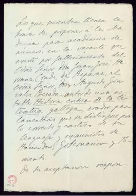 Propuesta de Antonio Maura, el marqués de Gerona y Jacinto Octavio Picón de la candidatura de Aug...
