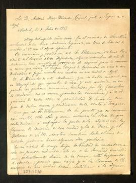 Carta de Emilio Cotarelo, secretario accidental, a Antonio Díaz-Miranda, cónsul general de España...