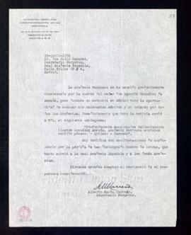 Carta de Alberto María Carreño, secretario de la Academia Mexicana correspondiente de la Española...