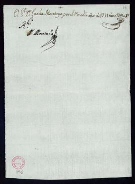 Recibo de García Montoya de 1810 reales de vellón