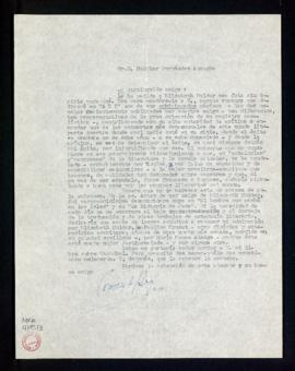 Carta de Consuelo Berges a Melchor Fernández Almagro en la que le dice que ha pedido a Elisabeth ...