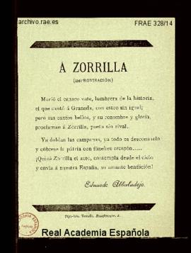 Poema de Eduardo Albaladejo titulado A Zorrilla