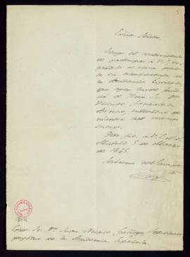Carta de Jerónimo del Campo a Juan Nicasio Gallego, secretario, en la que le comunica el fallecim...