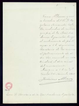 Carta de Jerónimo Álvarez, albacea y heredero de Cayetano Fernández Cabello, al secretario [Maria...