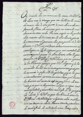 Minuta de la carta de Vincencio Squarzafigo a Mercurio Antonio López Pacheco en la que manifiesta...