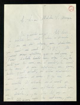 Carta de M.ª Elvira Lacaci a Melchor Fernández Almagro en la que acusa recibo de la suya sobre el...