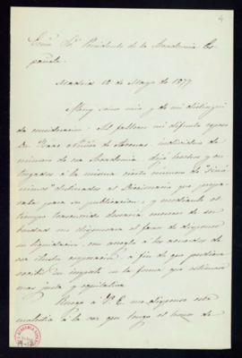 Carta de Matilde Castro al director [el conde de Cheste] en la que solicita la liquidación de las...