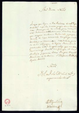 Minuta de la carta de Vincencio Squarzafigo a Manuel Gutiérrez de Valdivia en la que le agradece ...