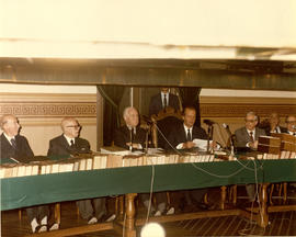 Juan Carlos I lee un discurso en el Salón de Plenos junto a los académicos