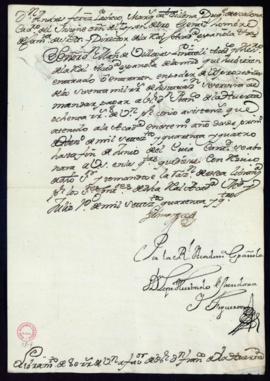 Orden del marqués de Villena de libramiento a favor de Francisco de la Huerta de 80 reales de vellón