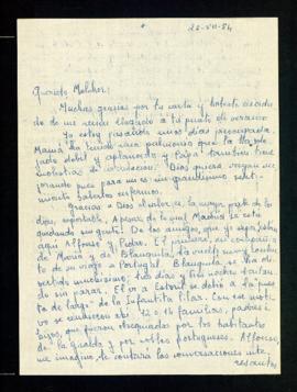 Carta de Matilde Fernández de Henestrosa a Melchor Fernández Almagro en la que le dice que está p...