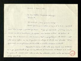 Carta de José Luis Aranguren a Melchor Fernández Almagro en la que le agradece su crítica de ese ...