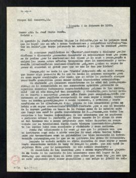 Copia de la carta [de Tomás Álvarez Angulo] a José María Pemán sobre su artículo Estar en Babia