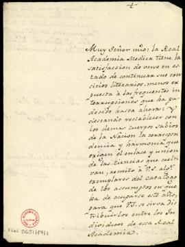 Carta de Antonio María Herrero, secretario de la Real Academia Médica Matritense, a Francisco Ant...
