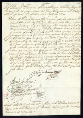 Orden del marqués de Villena de libramiento a favor de Pedro Serrano Varona de 1057 reales y 6 ma...