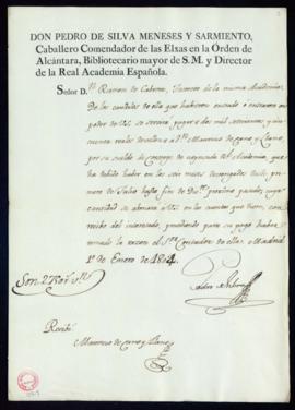 Libramiento de 2750 reales de vellón a favor de Mauricio de Cano y Llano por su sueldo de conserje