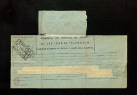 Telegrama de [Manuel] Villar Iglesias a Melchor Fernández Almagro con la noticia de la muerte de ...