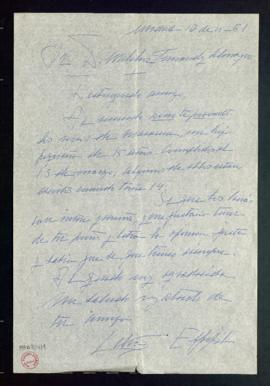 Carta de Julia a Melchor Fernández Almagro con la que le envía los versos de su hija Macarena, de...