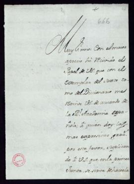 Carta de Manuel de Morales Velasco a Lope Hurtado de Mendoza de agradecimiento por el envío del s...