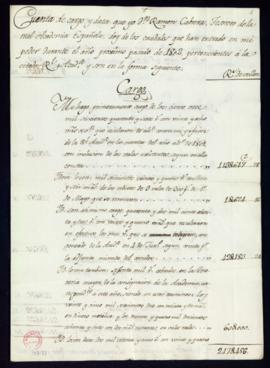 Cuenta de cargo y data dada por Ramón Cabrera de los caudales que han entrado en su poder en 1802