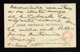Tarjeta de visita de José Ortega Munilla