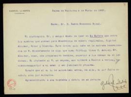 Carta de Gabriel Llabrés a Ramón Menéndez Pidal en la que le informa sobre los nombres que suenan...