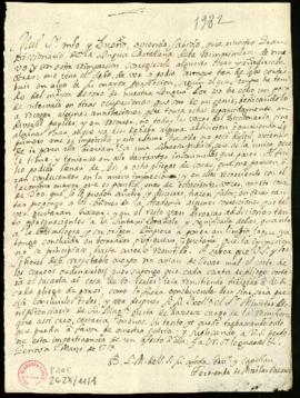 Carta de Fernando de Morillas Cáceres con la que ofrece el envío de notas y advertencias sobre má...