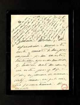Carta de M.ª Teresa [Roca de Togores] a Melchor Fernández Almagro en la que le agradece todo lo q...
