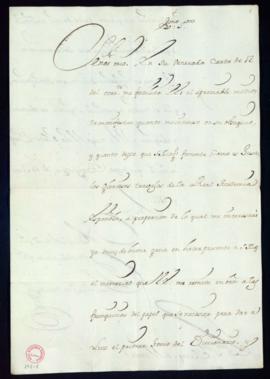 Carta de Juan Bautista de Orendáin al marqués de Villena [Juan Manuel Fernández Pacheco] sobre su...