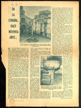Recorte del diario ABC con el artículo En La Coruña, hace noventa años..., por José Luis Bugallal