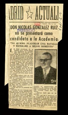 Don Nicolás González Ruiz no se presentará como candidato a la Academia