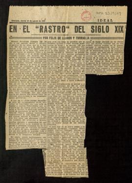 En el rastro del siglo XIX, por Félix de Llanos y Torriglia