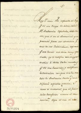 Carta de Juan de Santander a Francisco Antonio de Angulo en la que se excusa por no haber asistid...