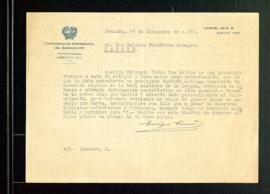Carta de Enrique (ileg.), ingeniero jefe de la Sección de Granada de la Confederación Hidrográfic...
