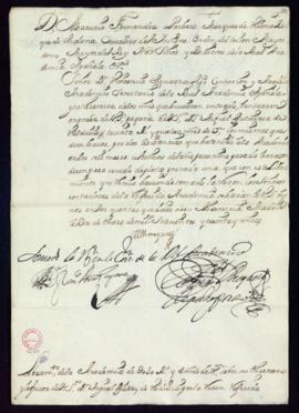 Orden del marqués de Villena del libramiento a favor de Miguel Gutiérrez de Valdivia de 30 reales...